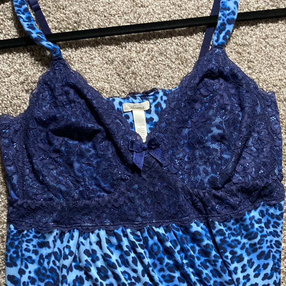 Soma Cool Nights Leopard Print Lace Trim Chemise Nightie Short Nightgown sz L